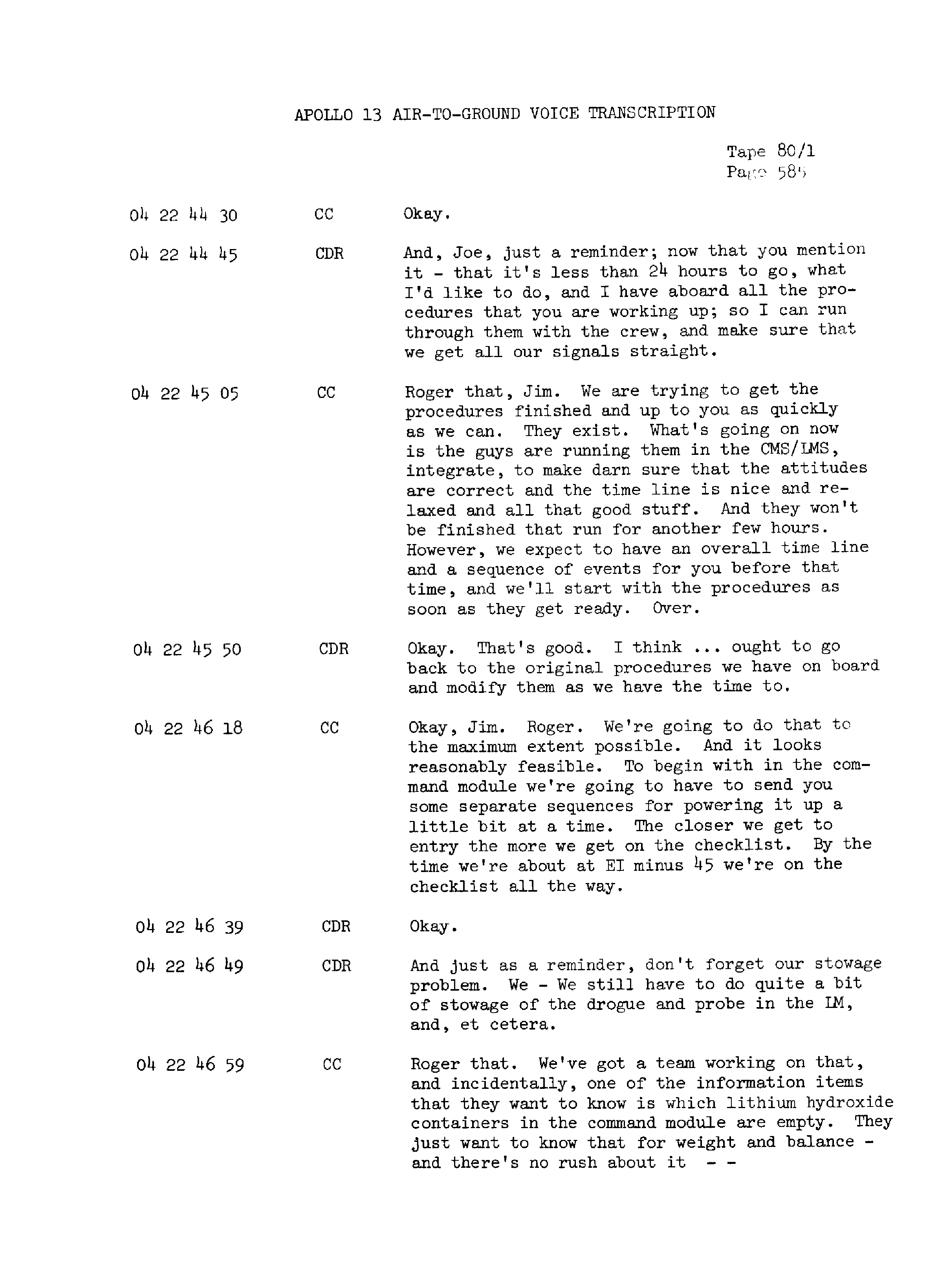 Page 592 of Apollo 13’s original transcript