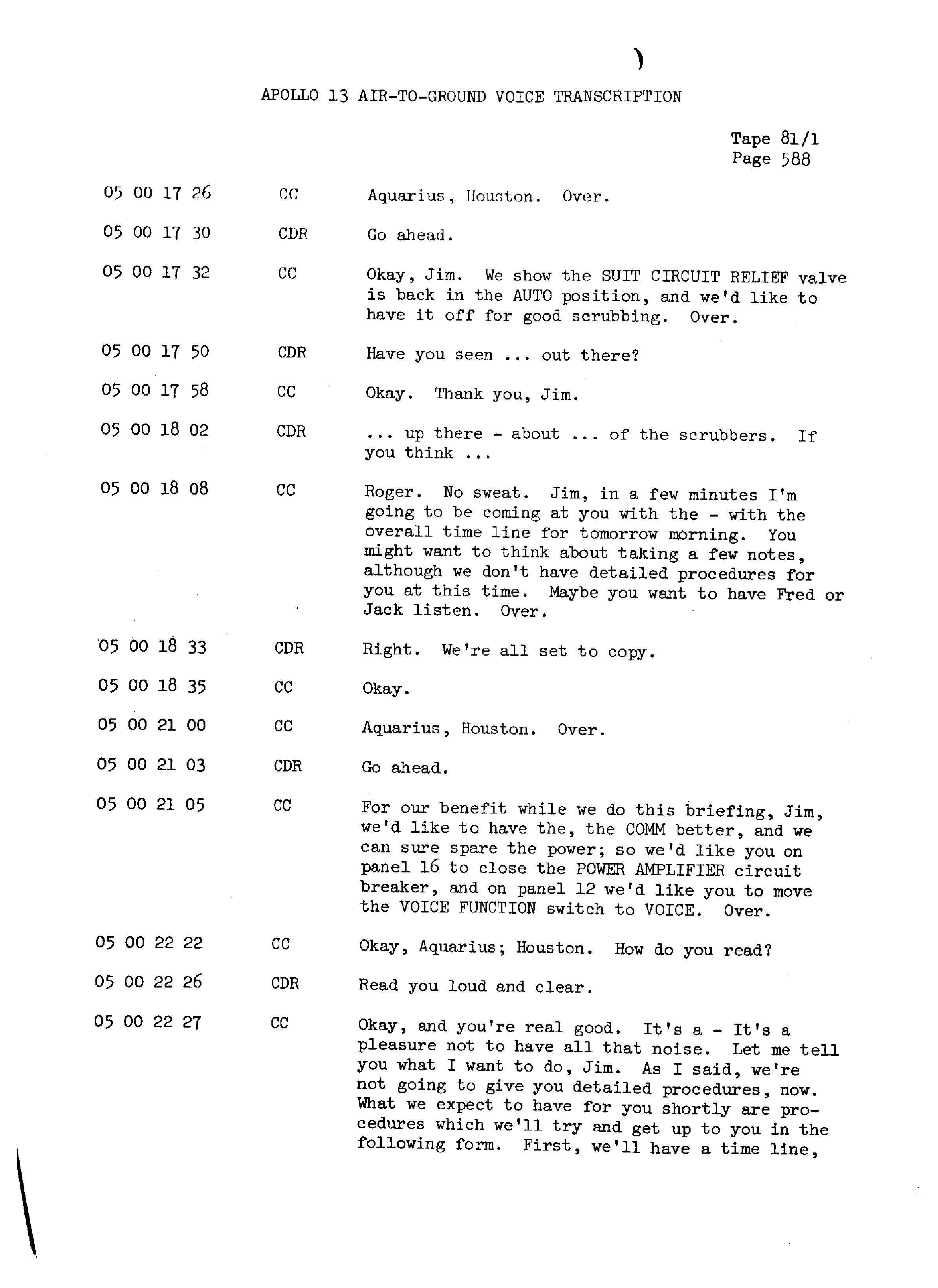 Page 595 of Apollo 13’s original transcript