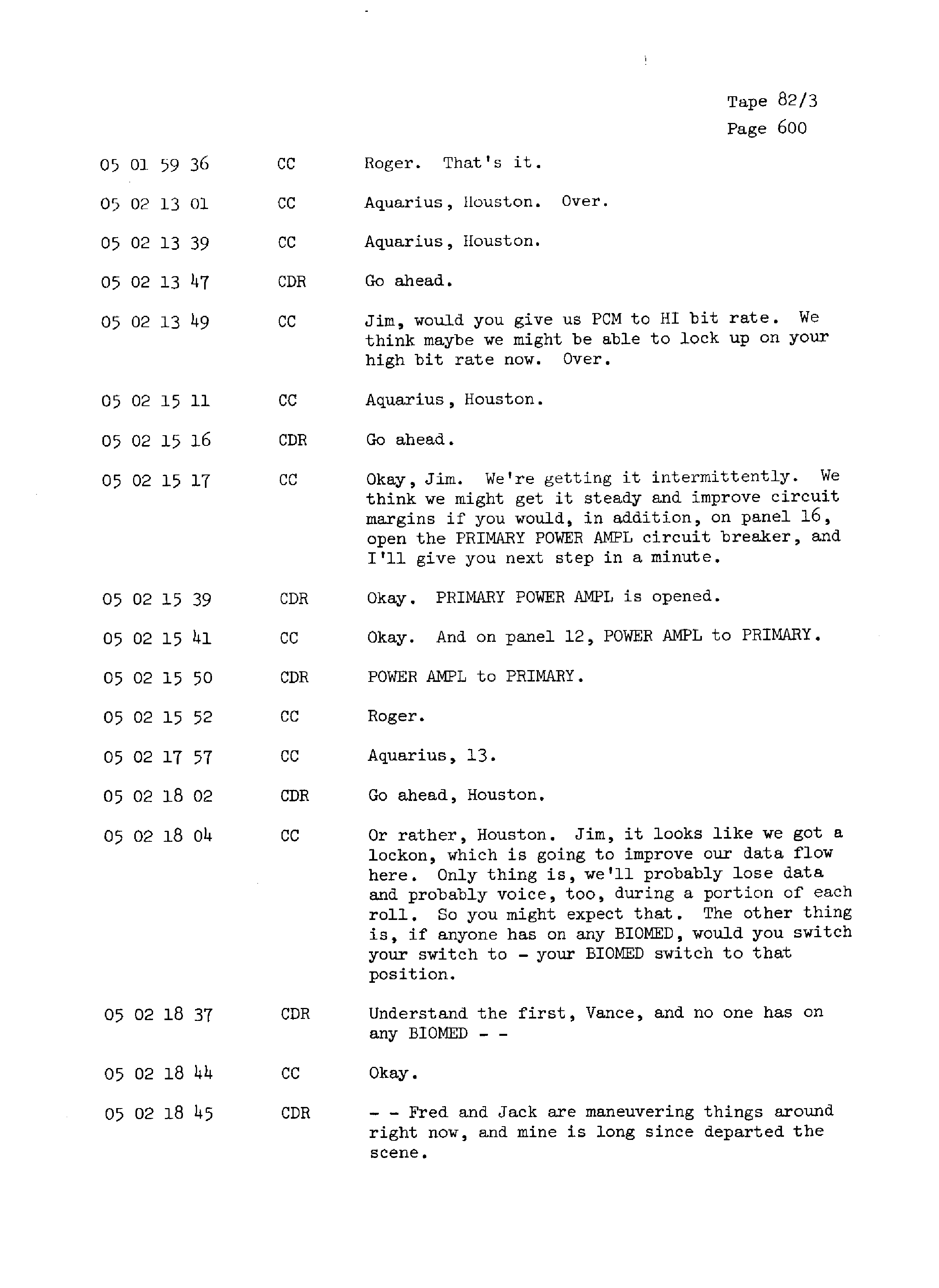Page 607 of Apollo 13’s original transcript