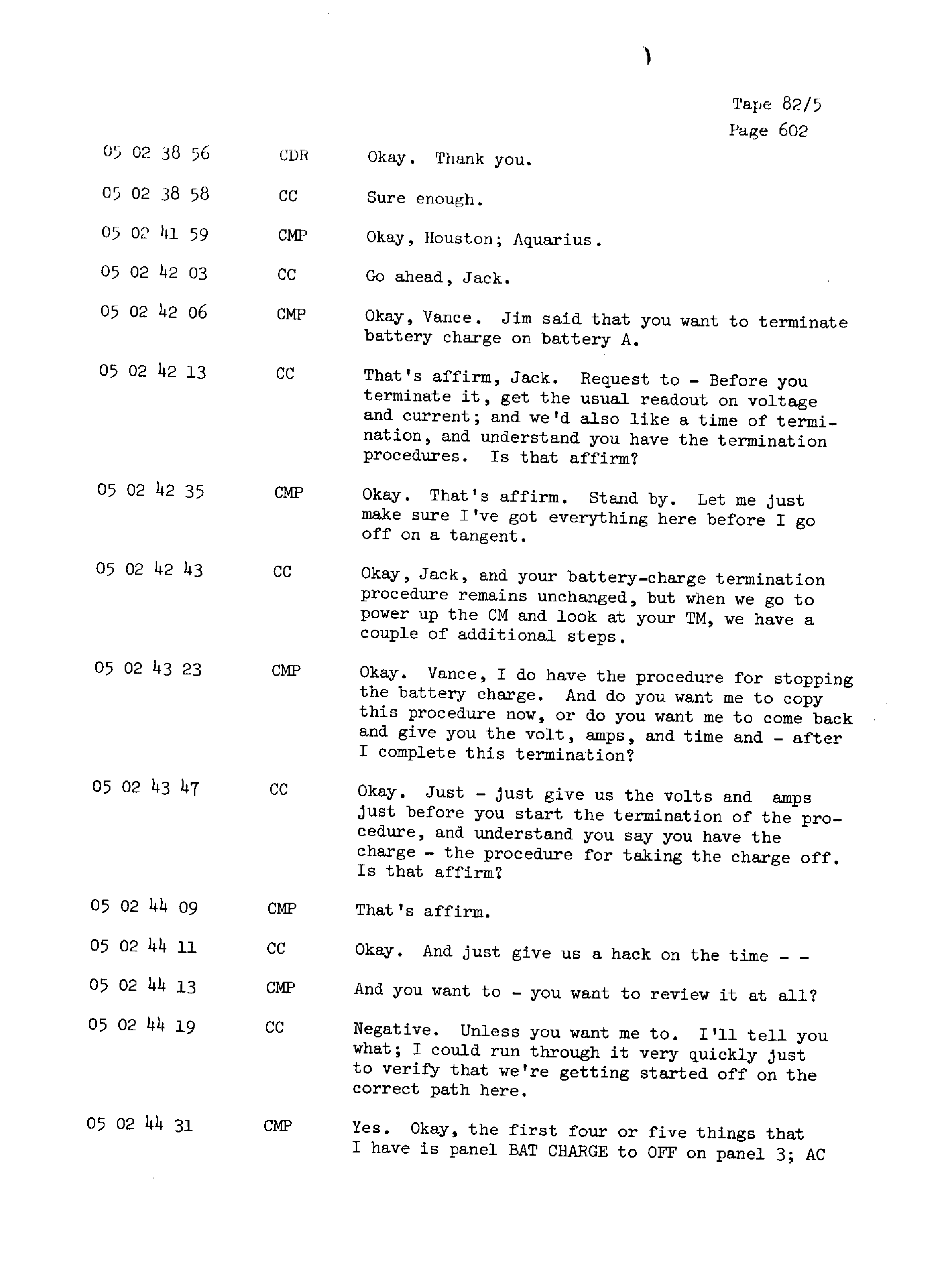 Page 609 of Apollo 13’s original transcript