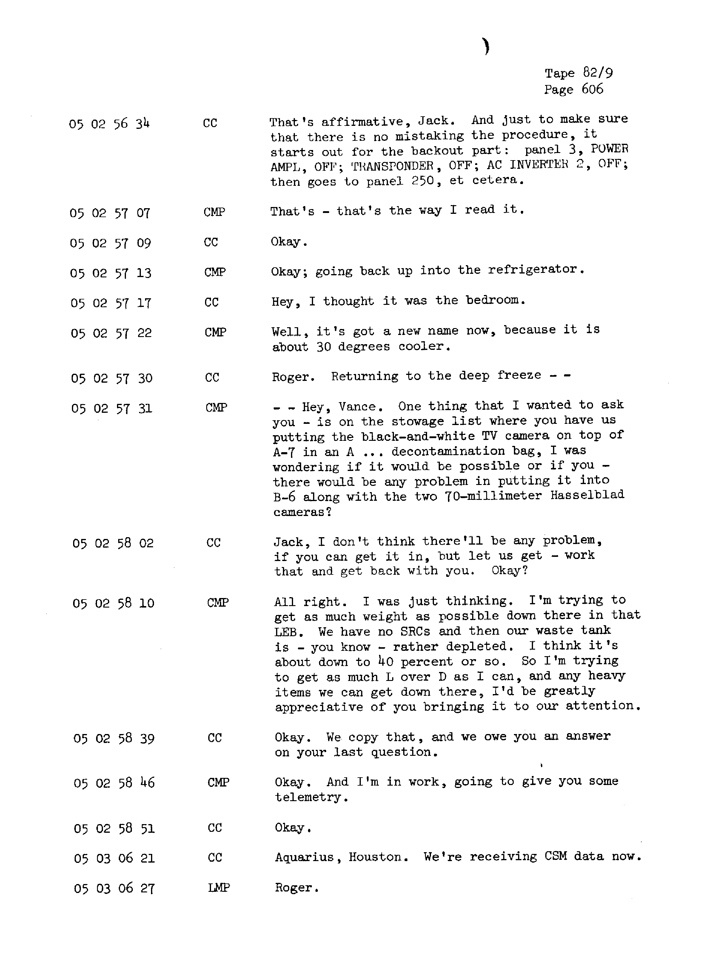 Page 613 of Apollo 13’s original transcript