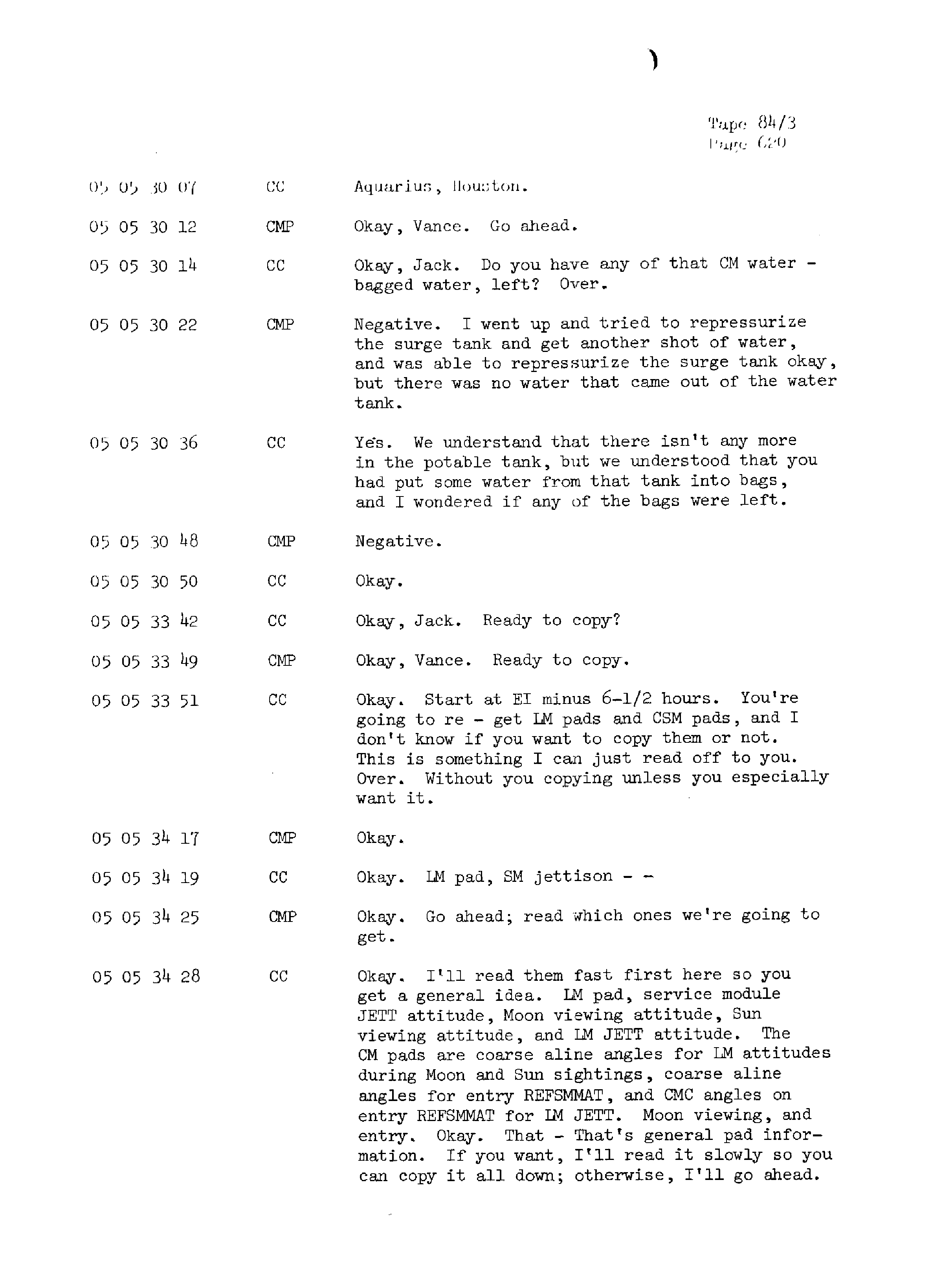 Page 627 of Apollo 13’s original transcript