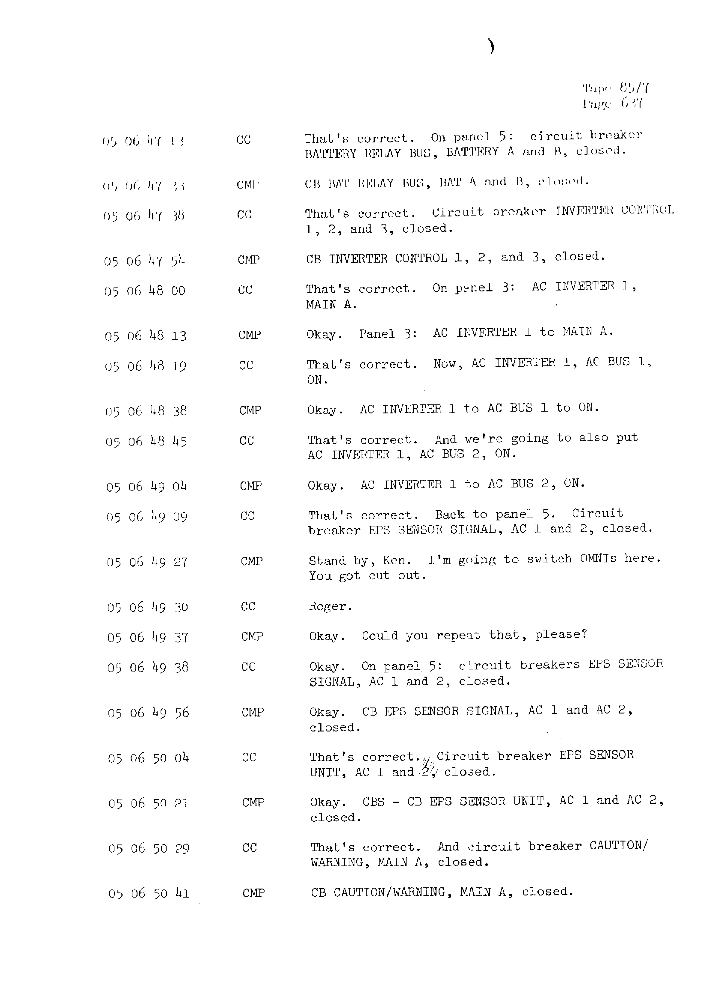 Page 644 of Apollo 13’s original transcript