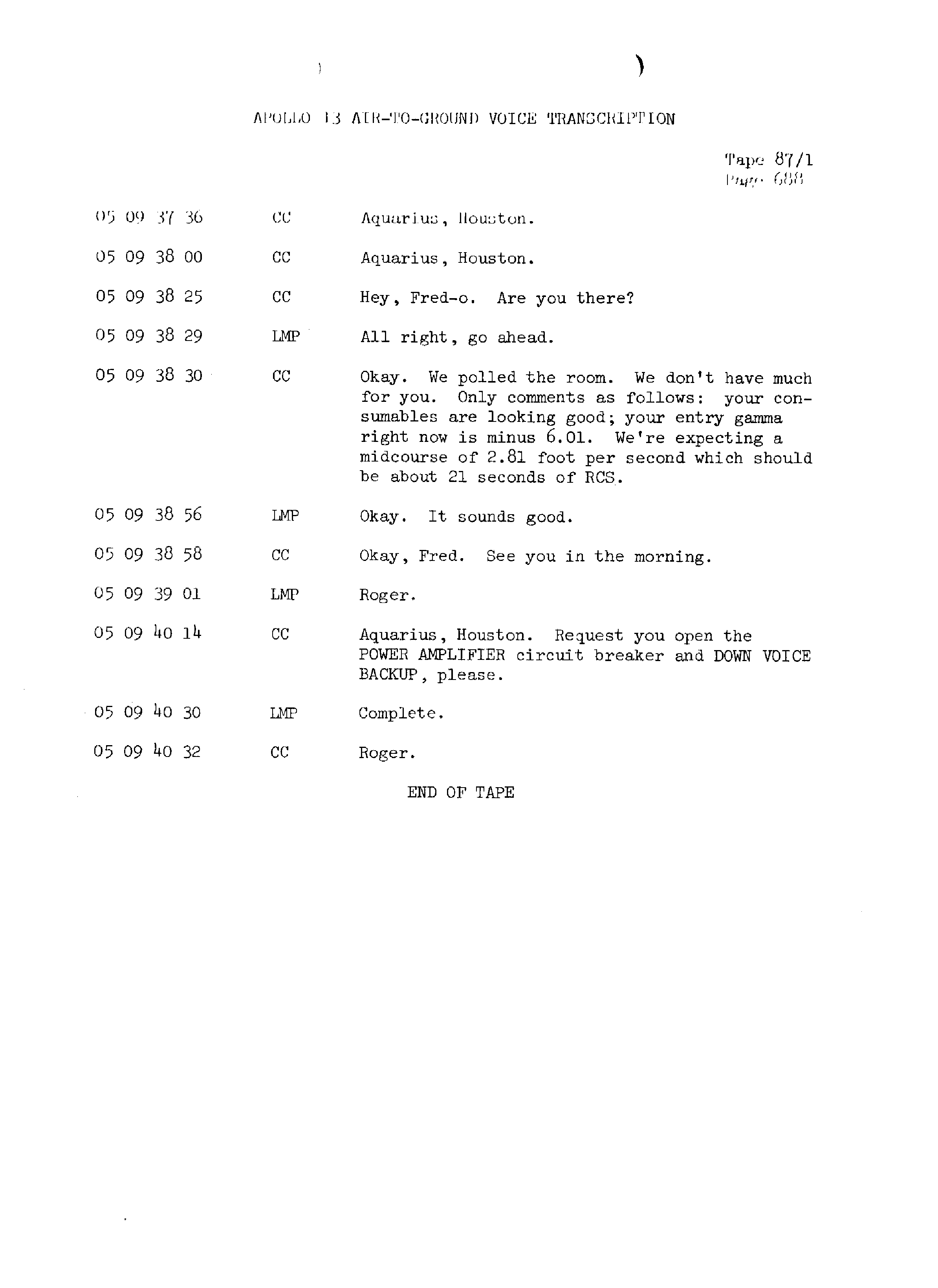 Page 695 of Apollo 13’s original transcript