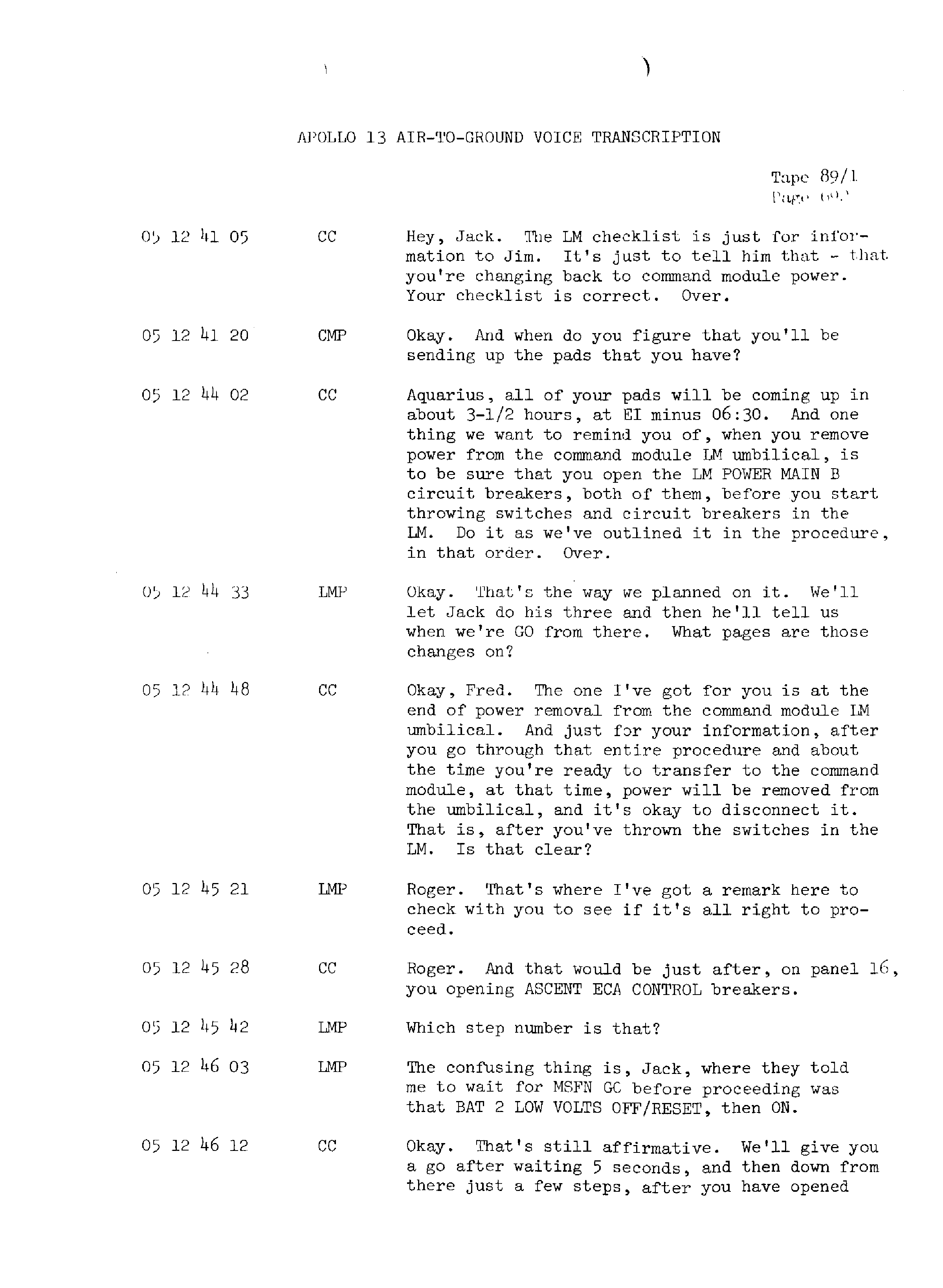 Page 699 of Apollo 13’s original transcript