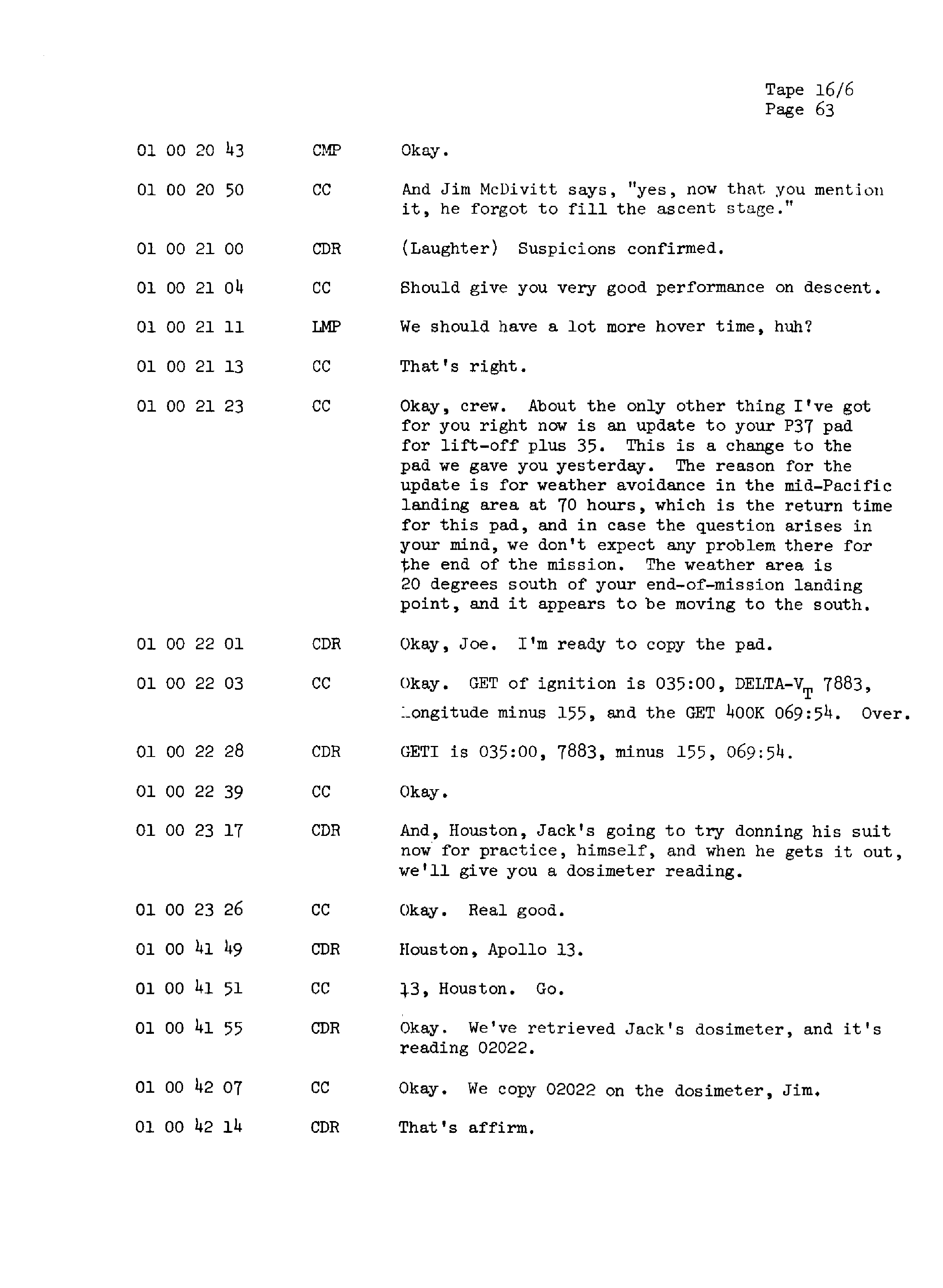 Page 70 of Apollo 13’s original transcript