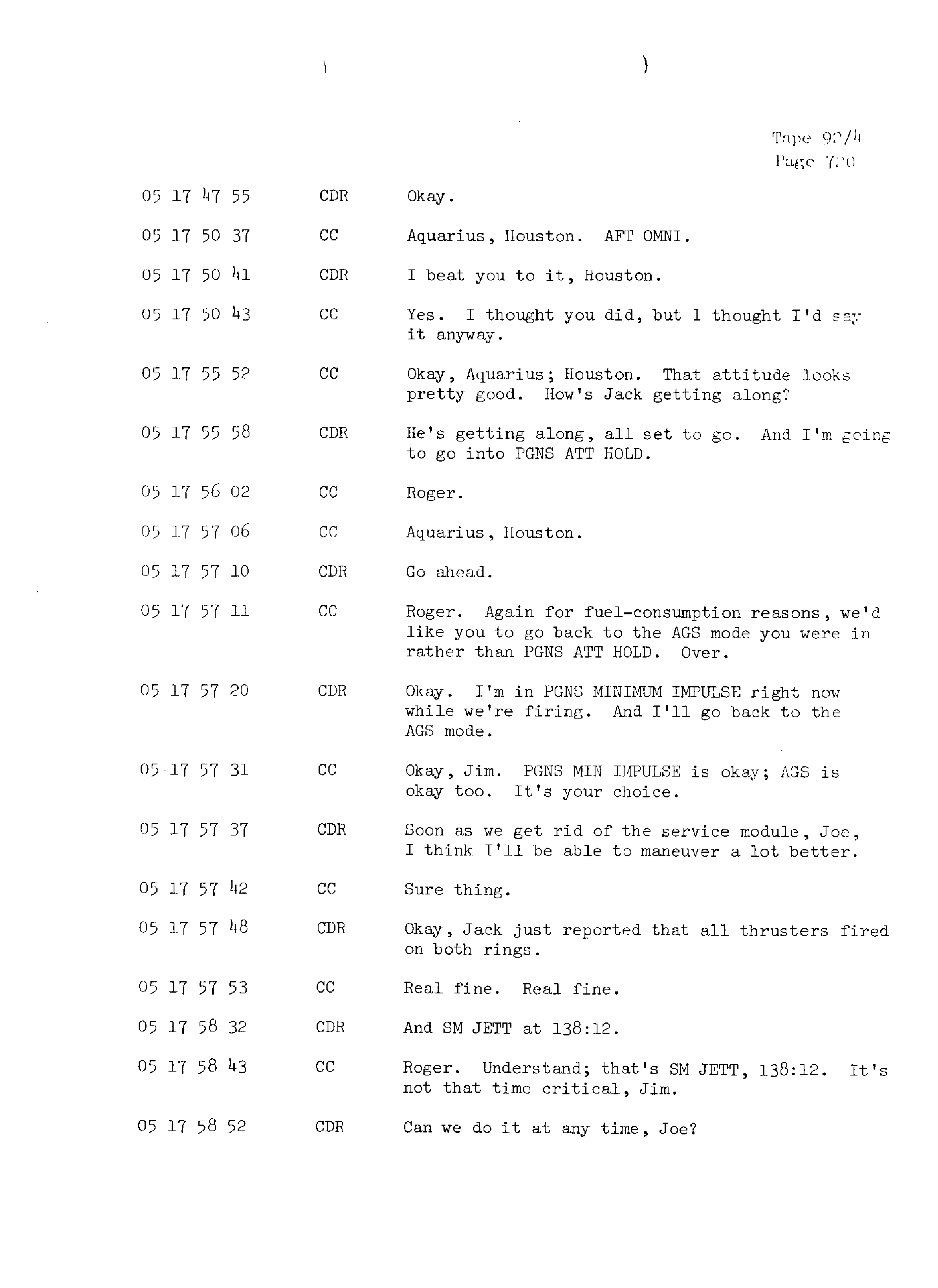 Page 727 of Apollo 13’s original transcript