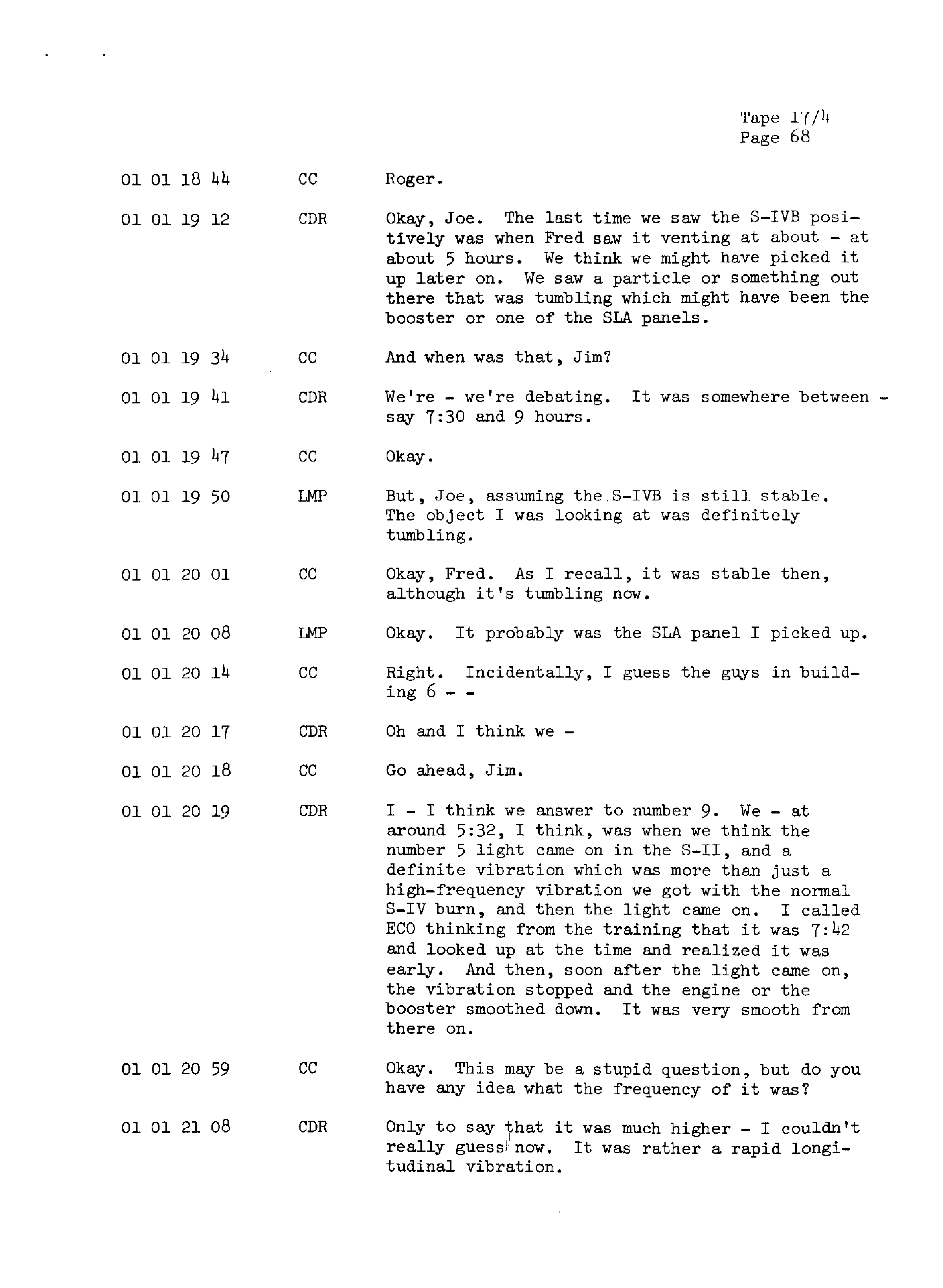 Page 75 of Apollo 13’s original transcript