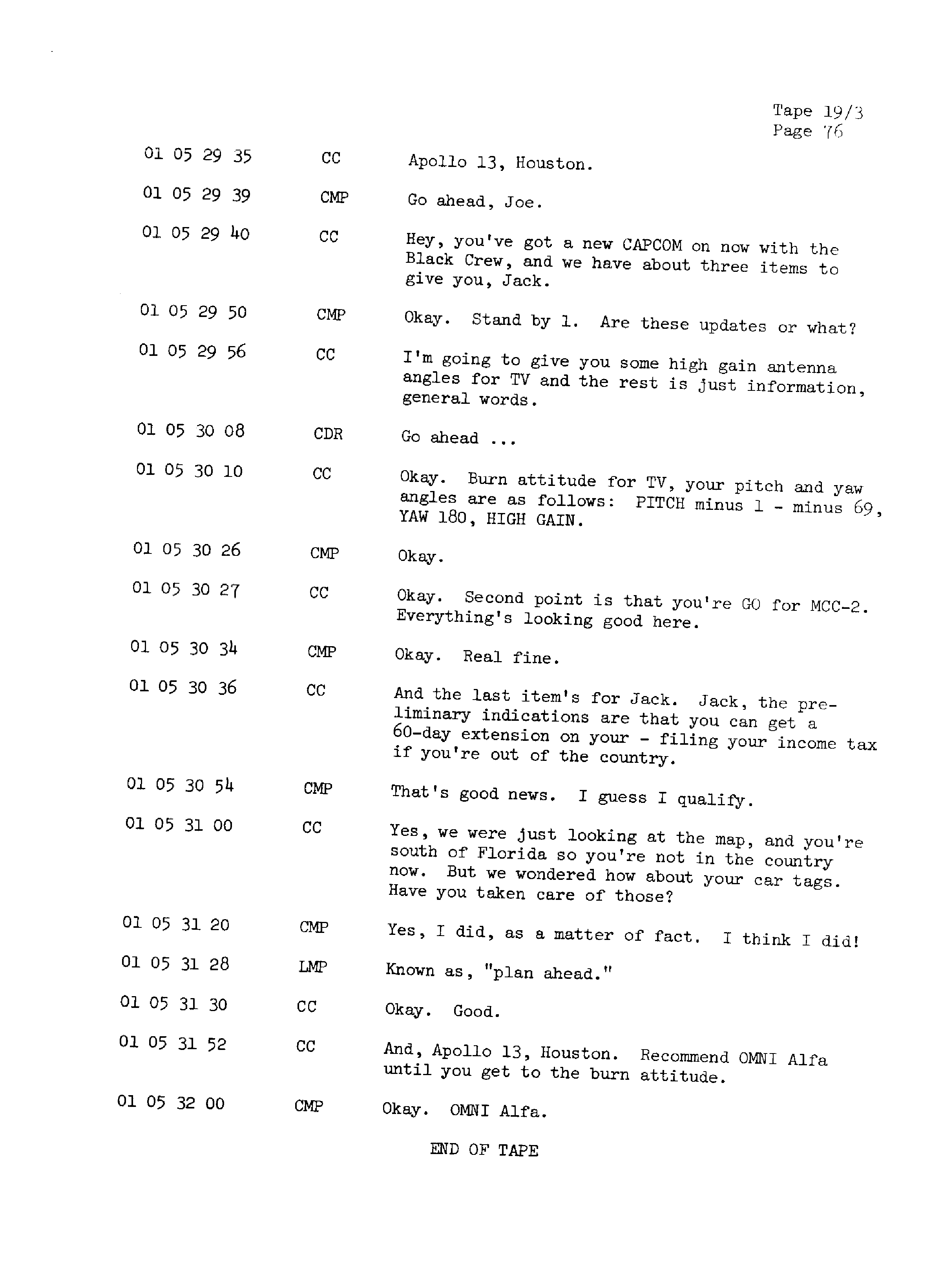 Page 83 of Apollo 13’s original transcript
