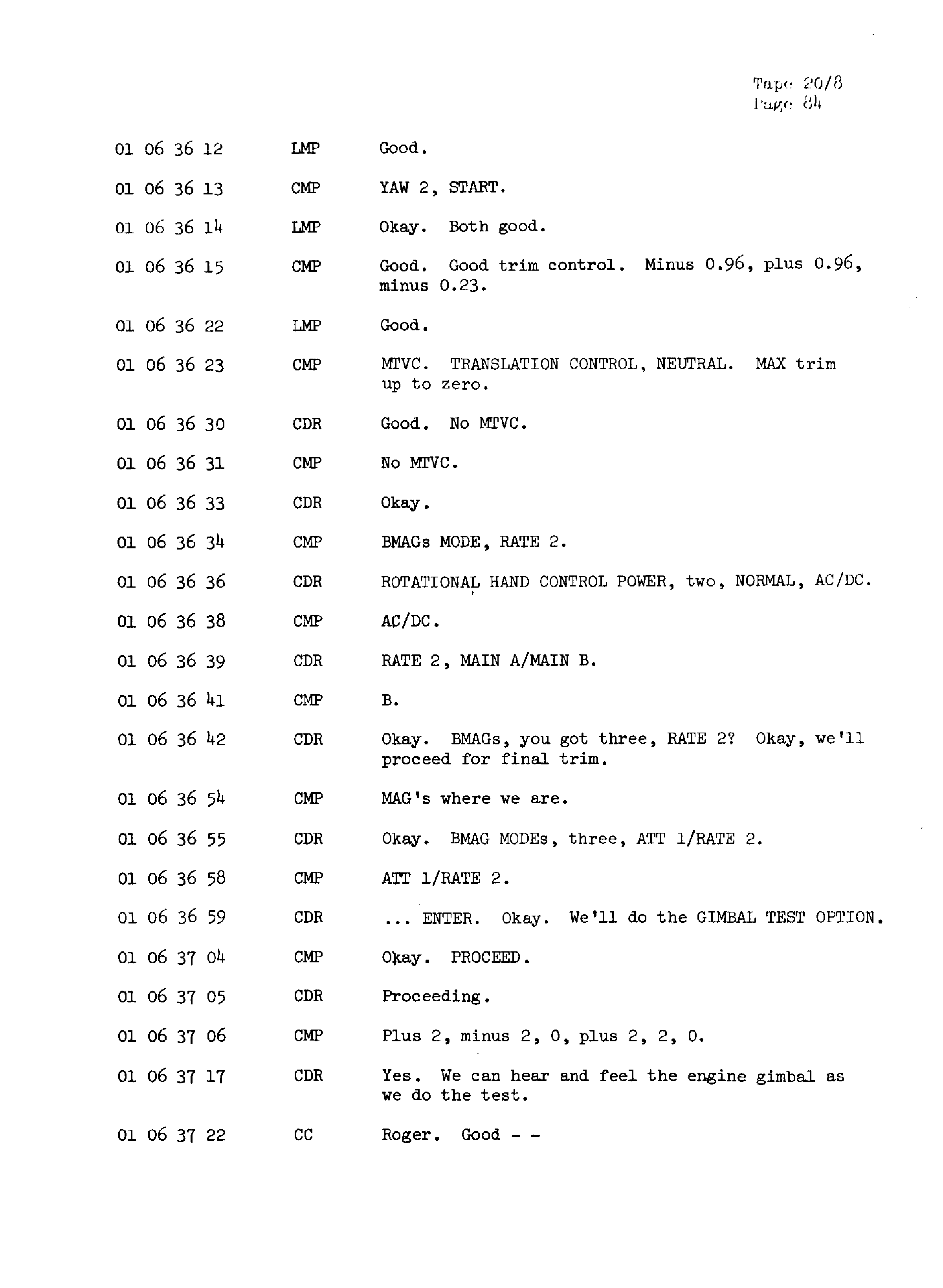 Page 91 of Apollo 13’s original transcript