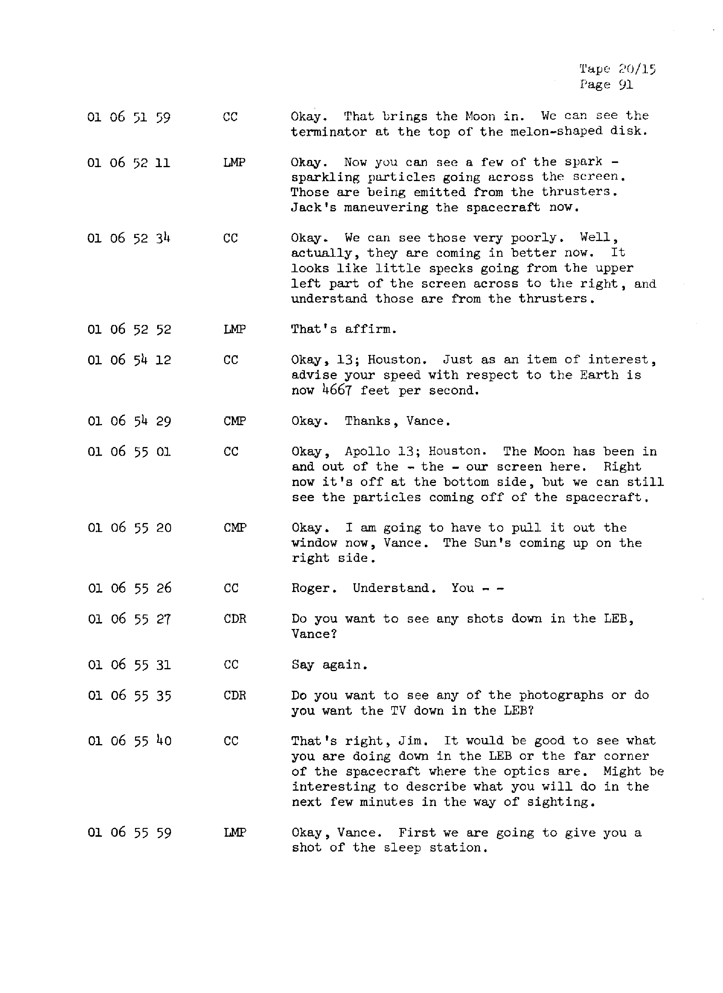 Page 98 of Apollo 13’s original transcript