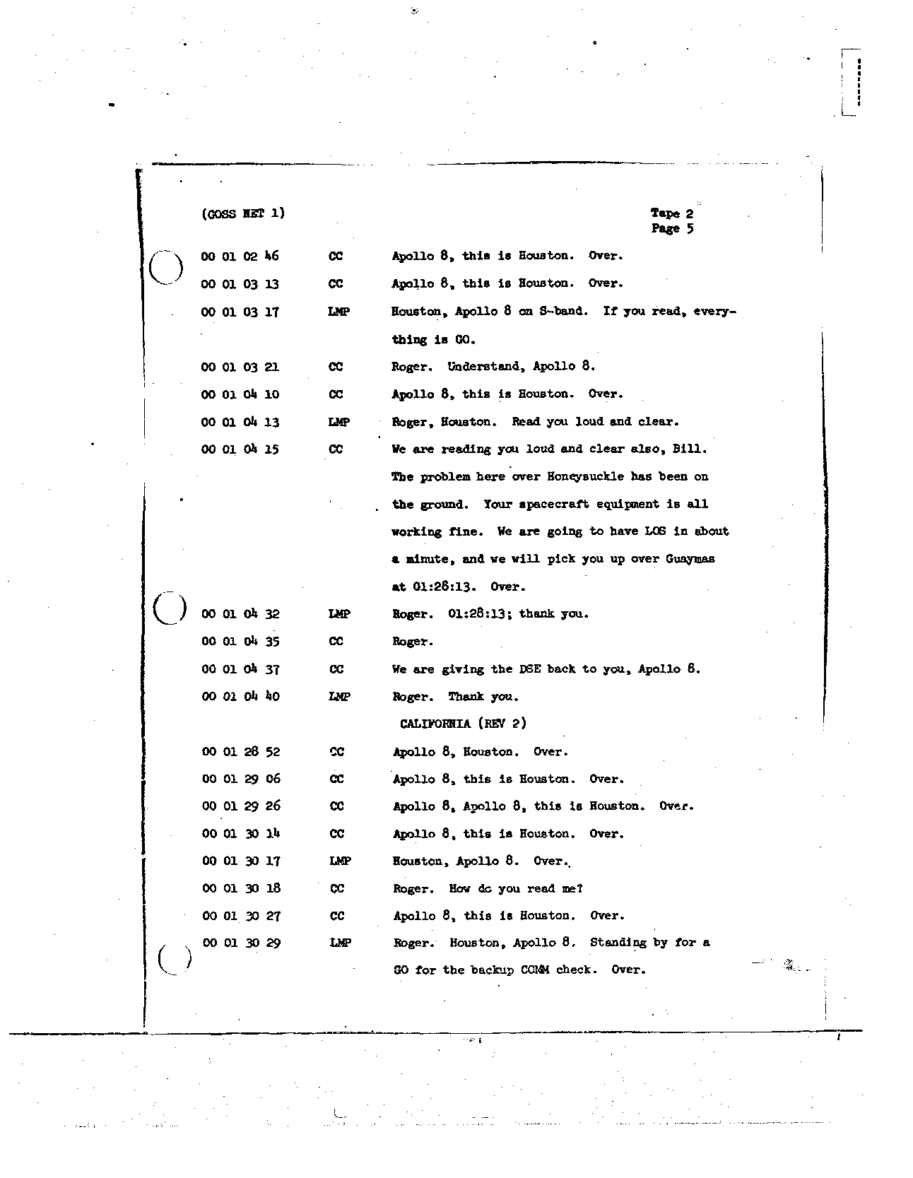 Page 11 of Apollo 8’s original transcript