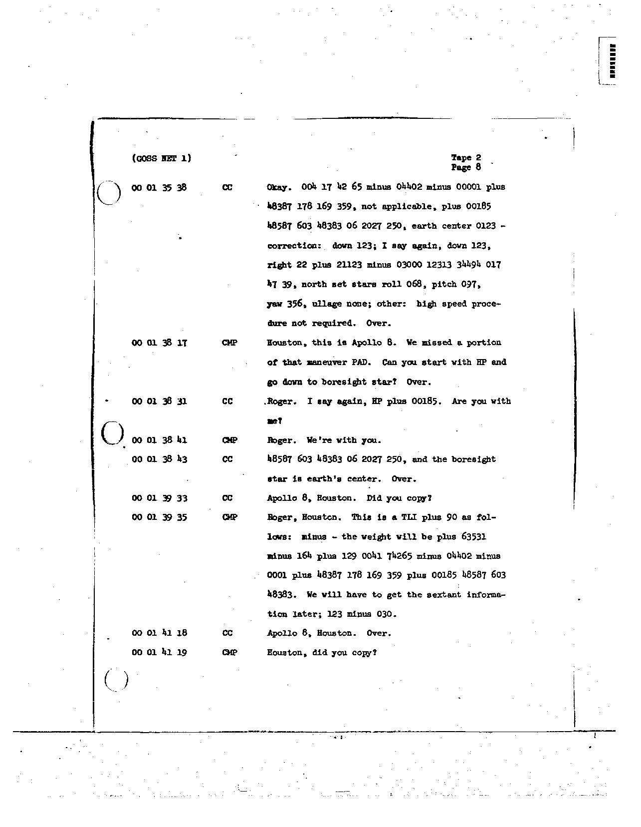 Page 14 of Apollo 8’s original transcript