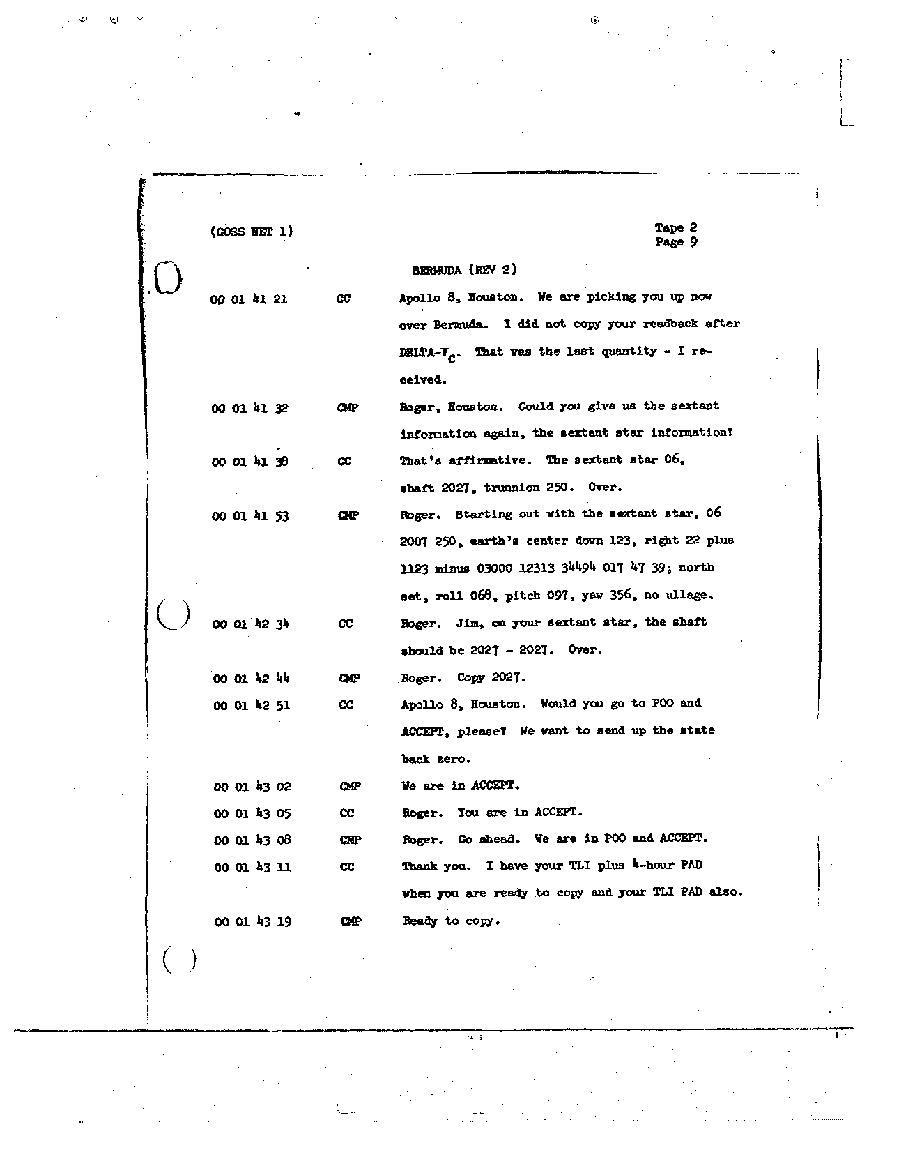 Page 15 of Apollo 8’s original transcript