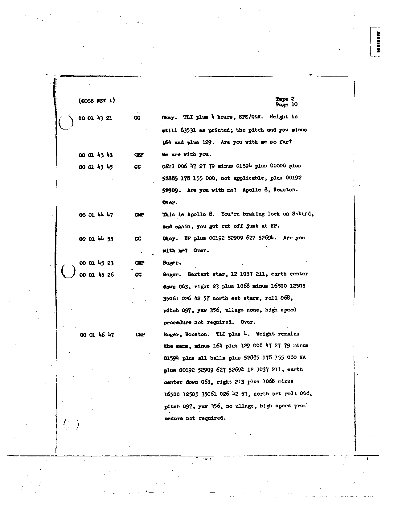 Page 16 of Apollo 8’s original transcript