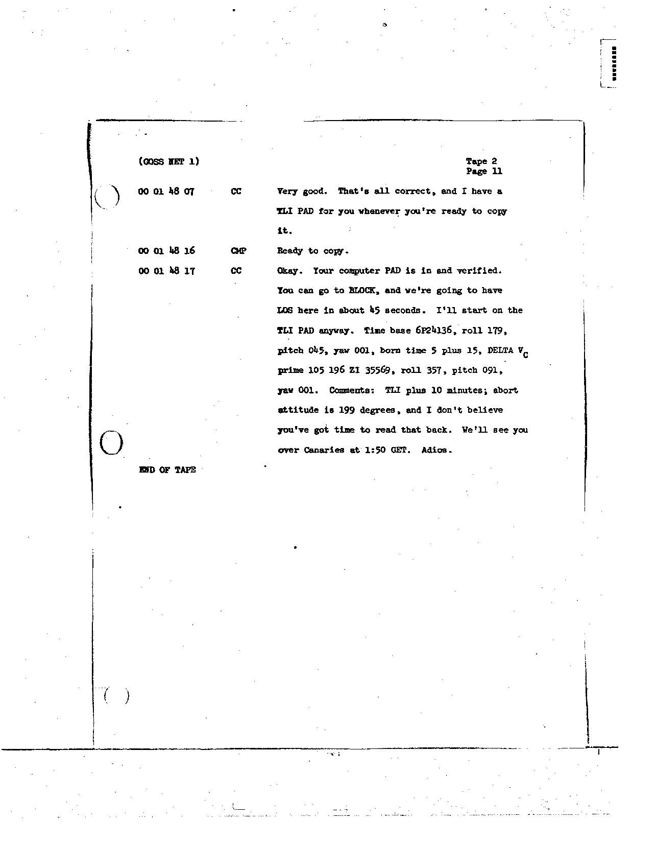 Page 17 of Apollo 8’s original transcript