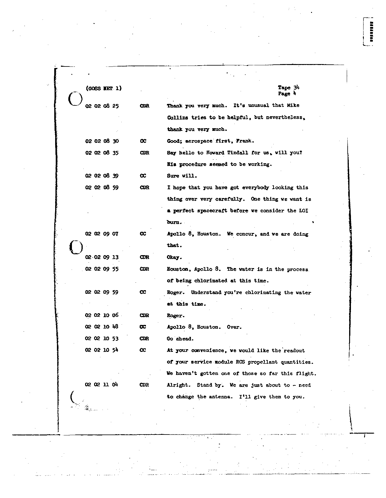 Page 260 of Apollo 8&rsquo;s original transcript