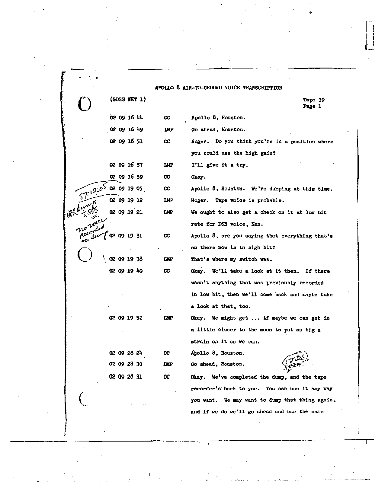 Page 303 of Apollo 8’s original transcript