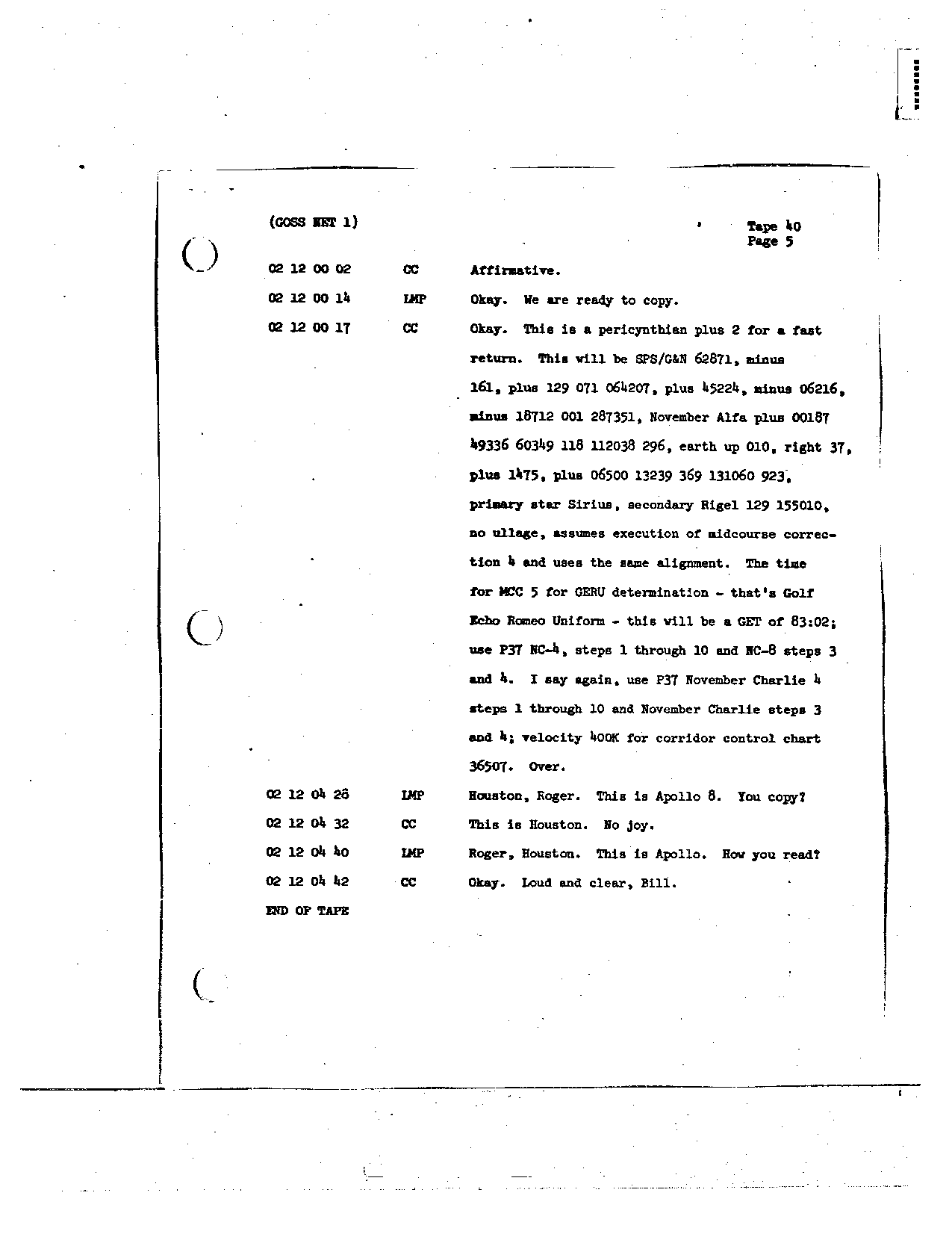Page 311 of Apollo 8’s original transcript