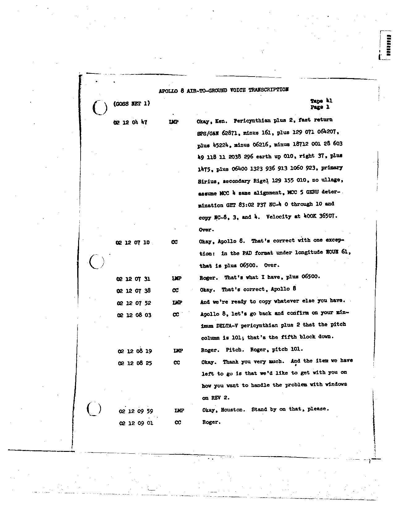 Page 312 of Apollo 8’s original transcript