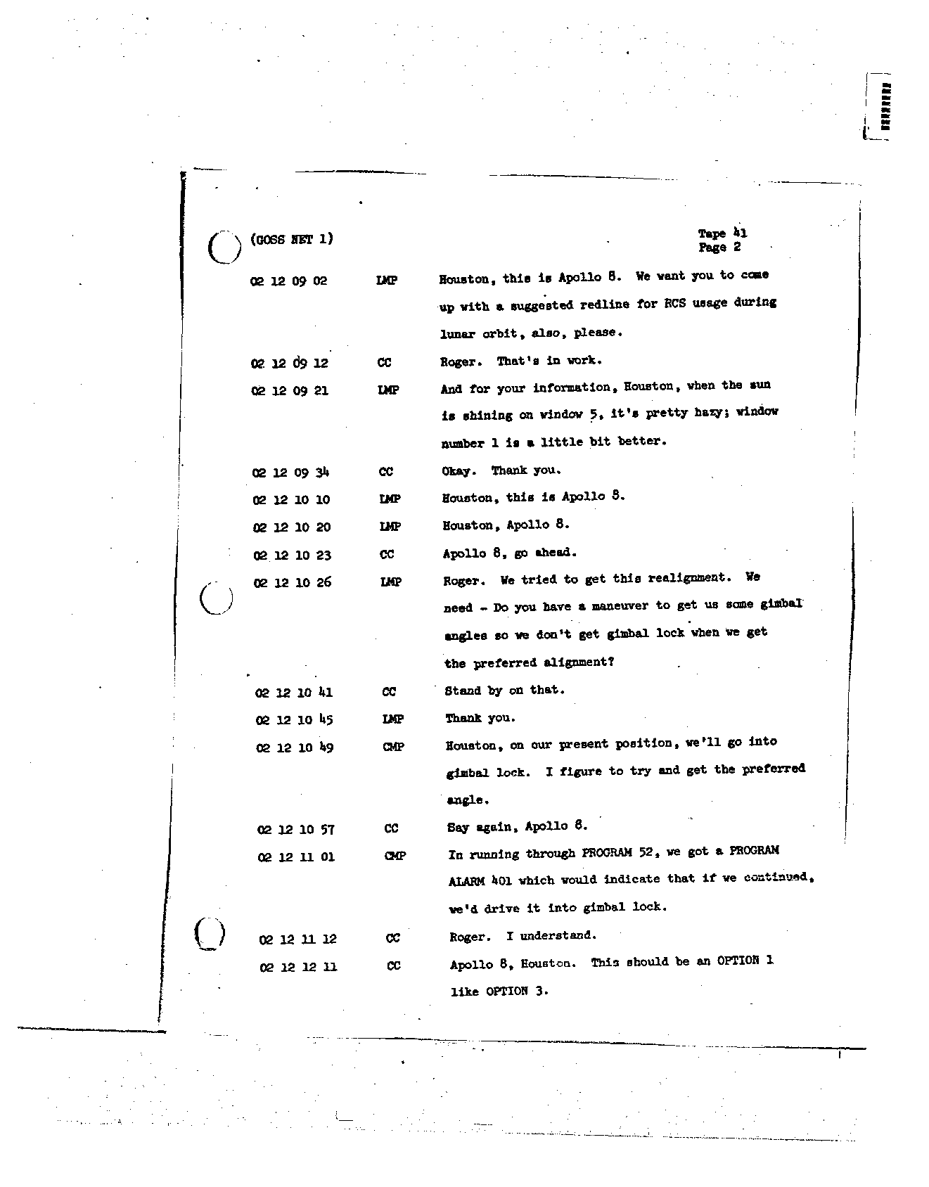 Page 313 of Apollo 8’s original transcript