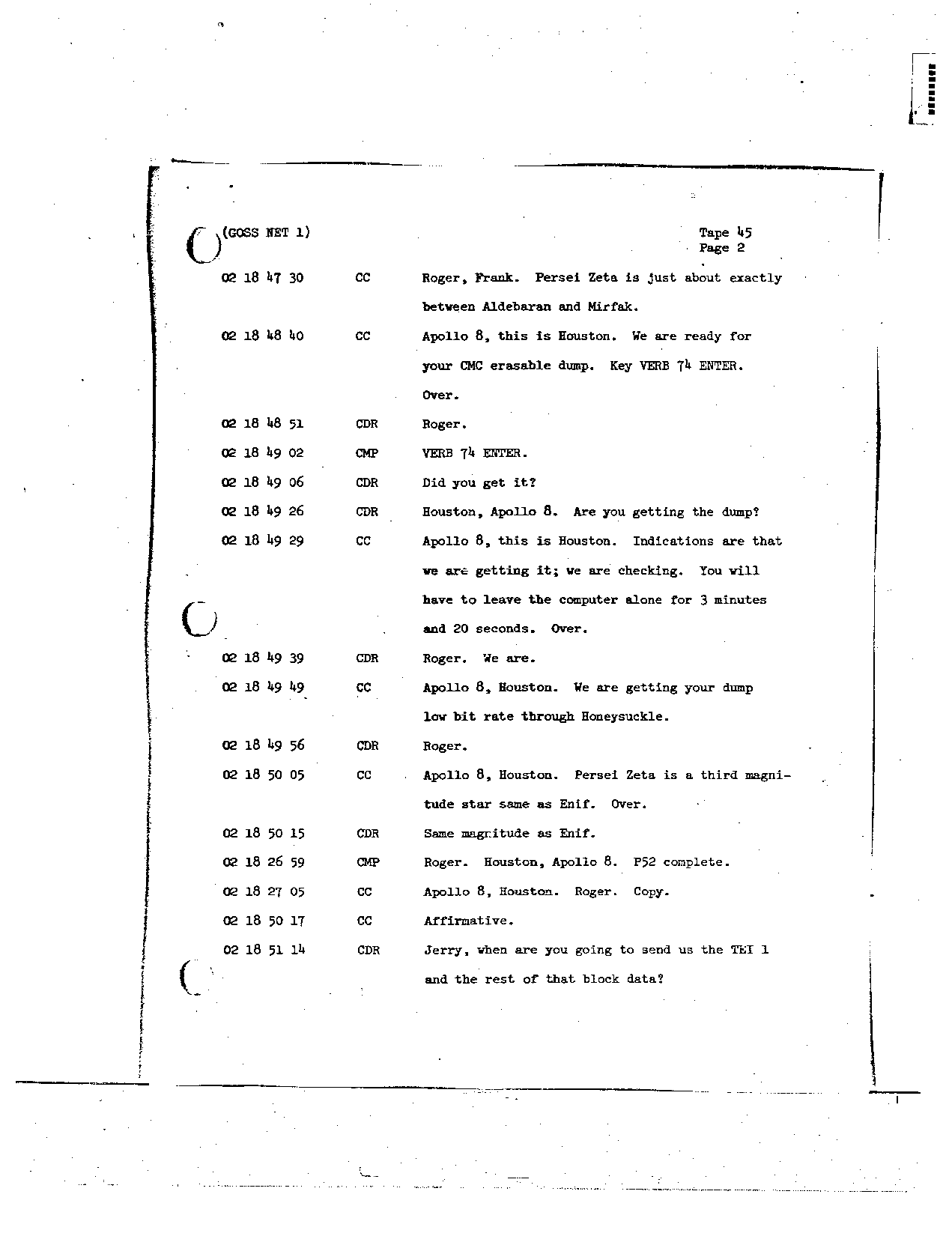 Page 341 of Apollo 8&rsquo;s original transcript