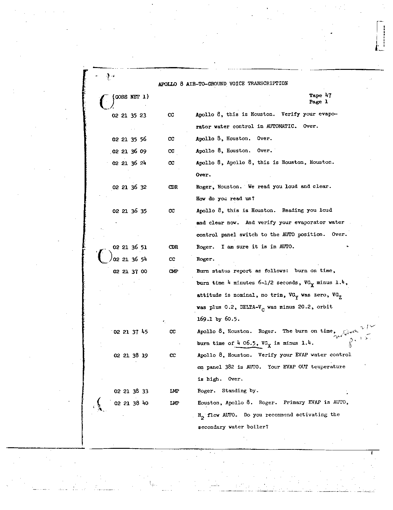 Page 358 of Apollo 8’s original transcript