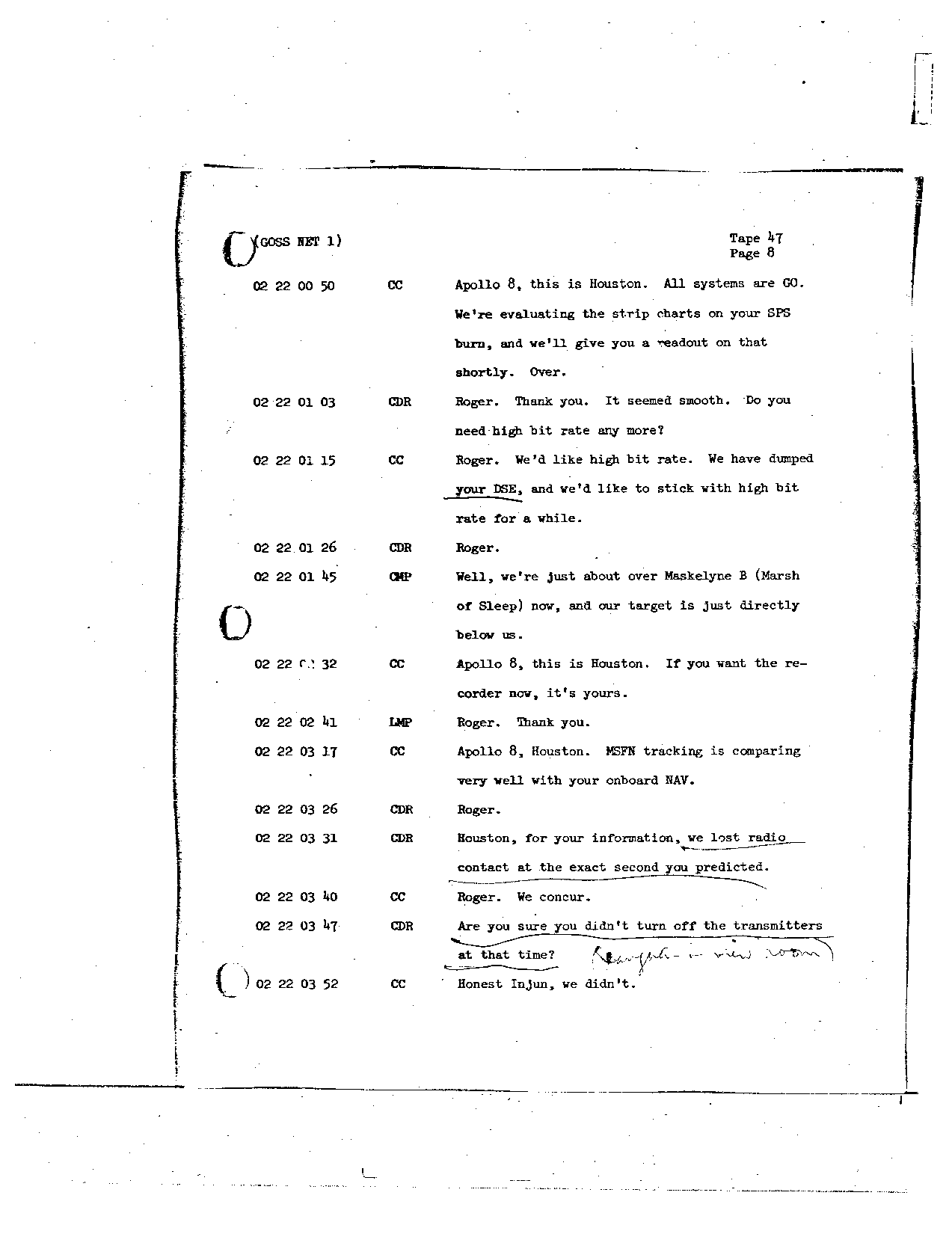 Page 365 of Apollo 8’s original transcript