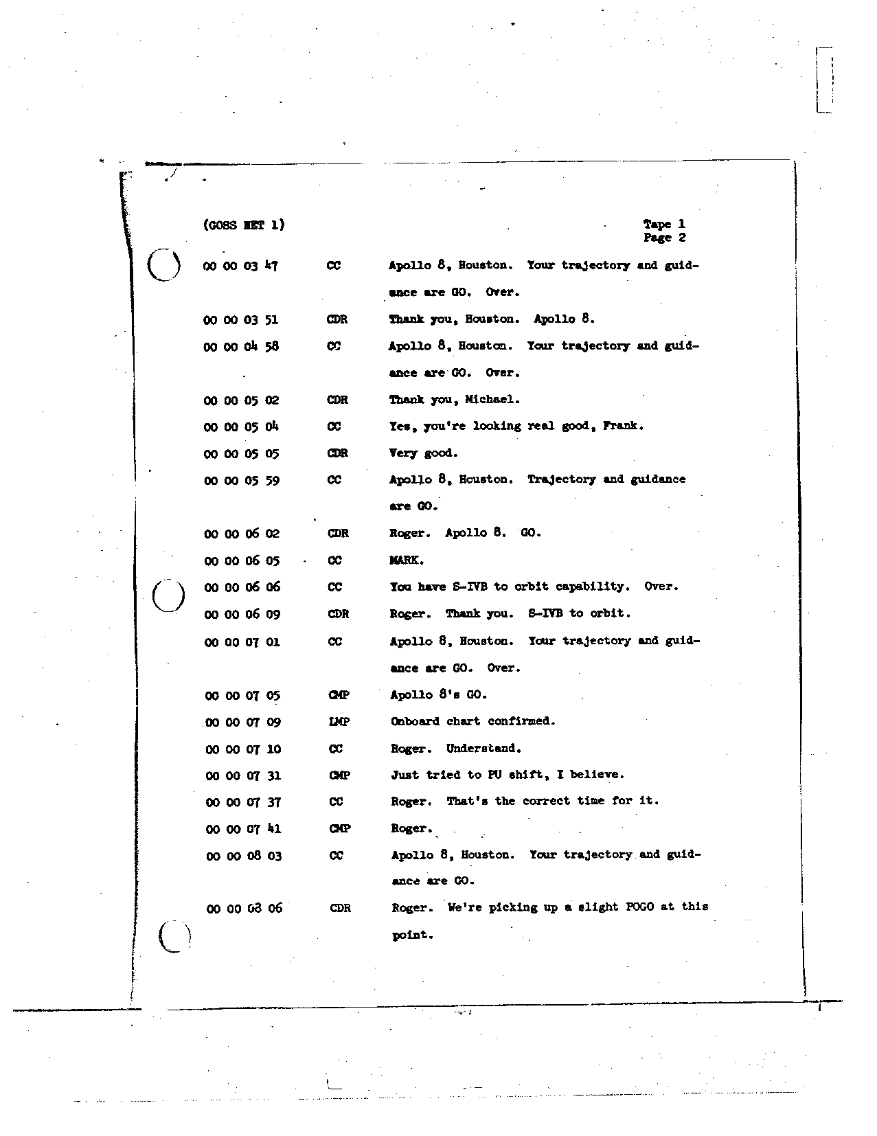 Page 4 of Apollo 8’s original transcript