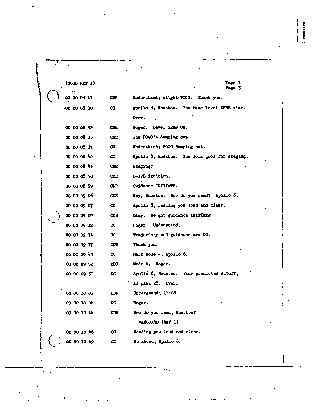 Page 5 of Apollo 8’s original transcript