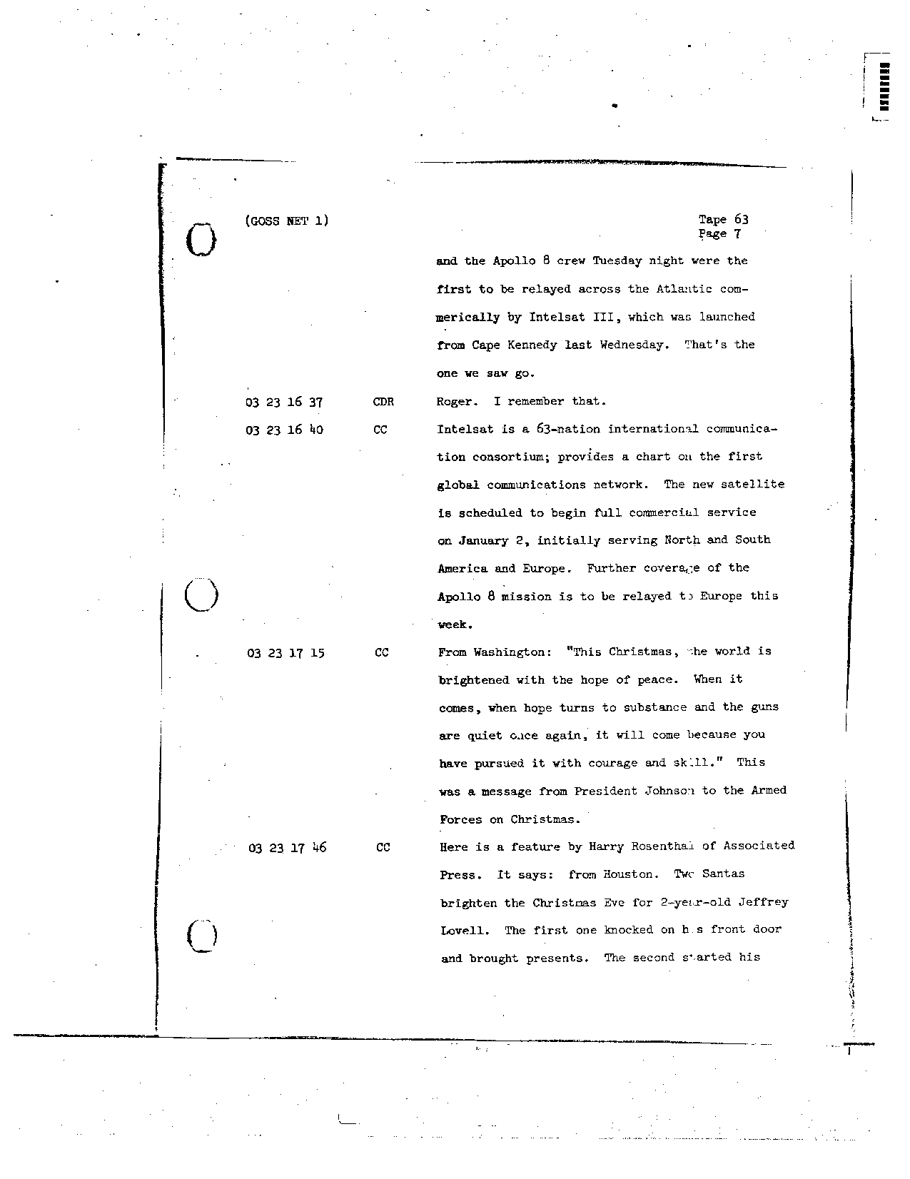 Page 500 of Apollo 8&rsquo;s original transcript