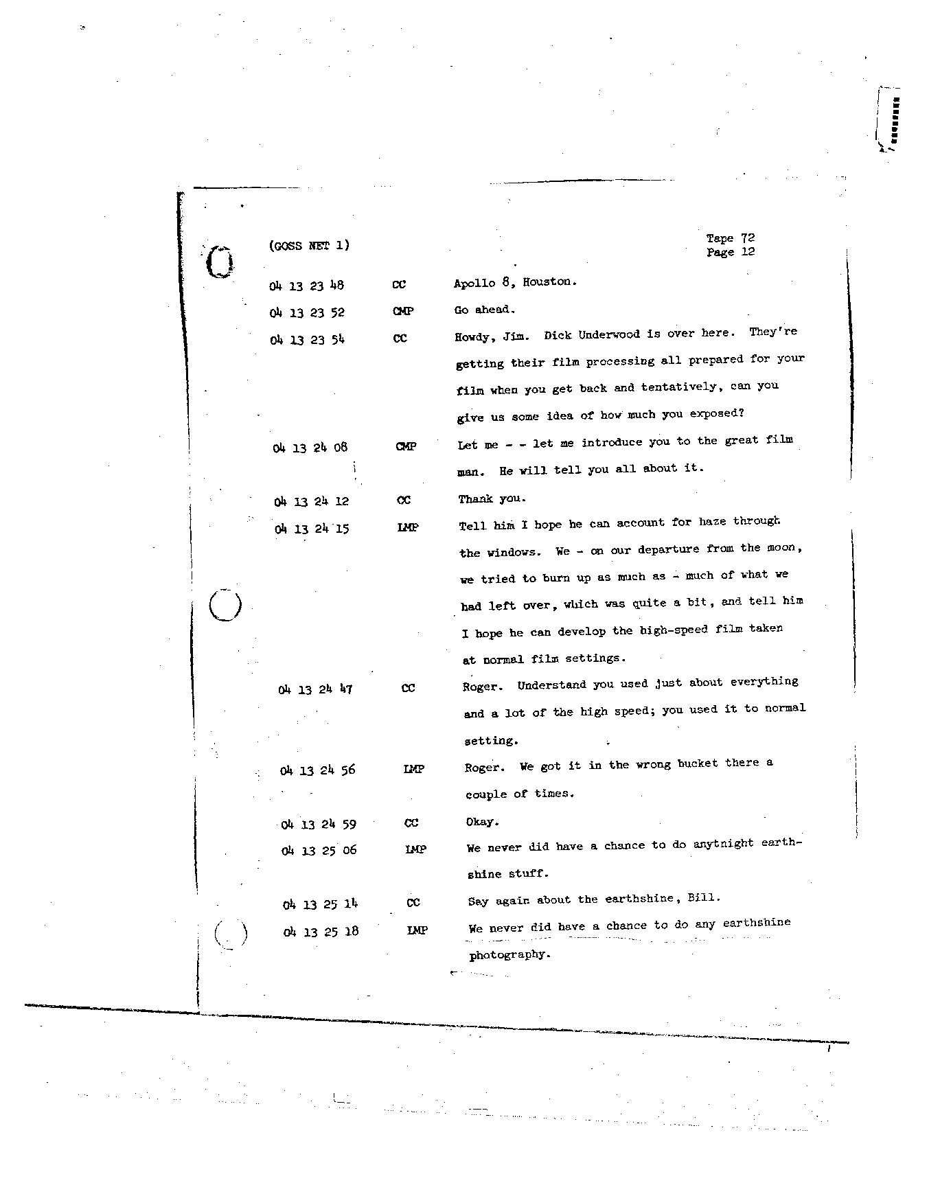 Page 585 of Apollo 8’s original transcript