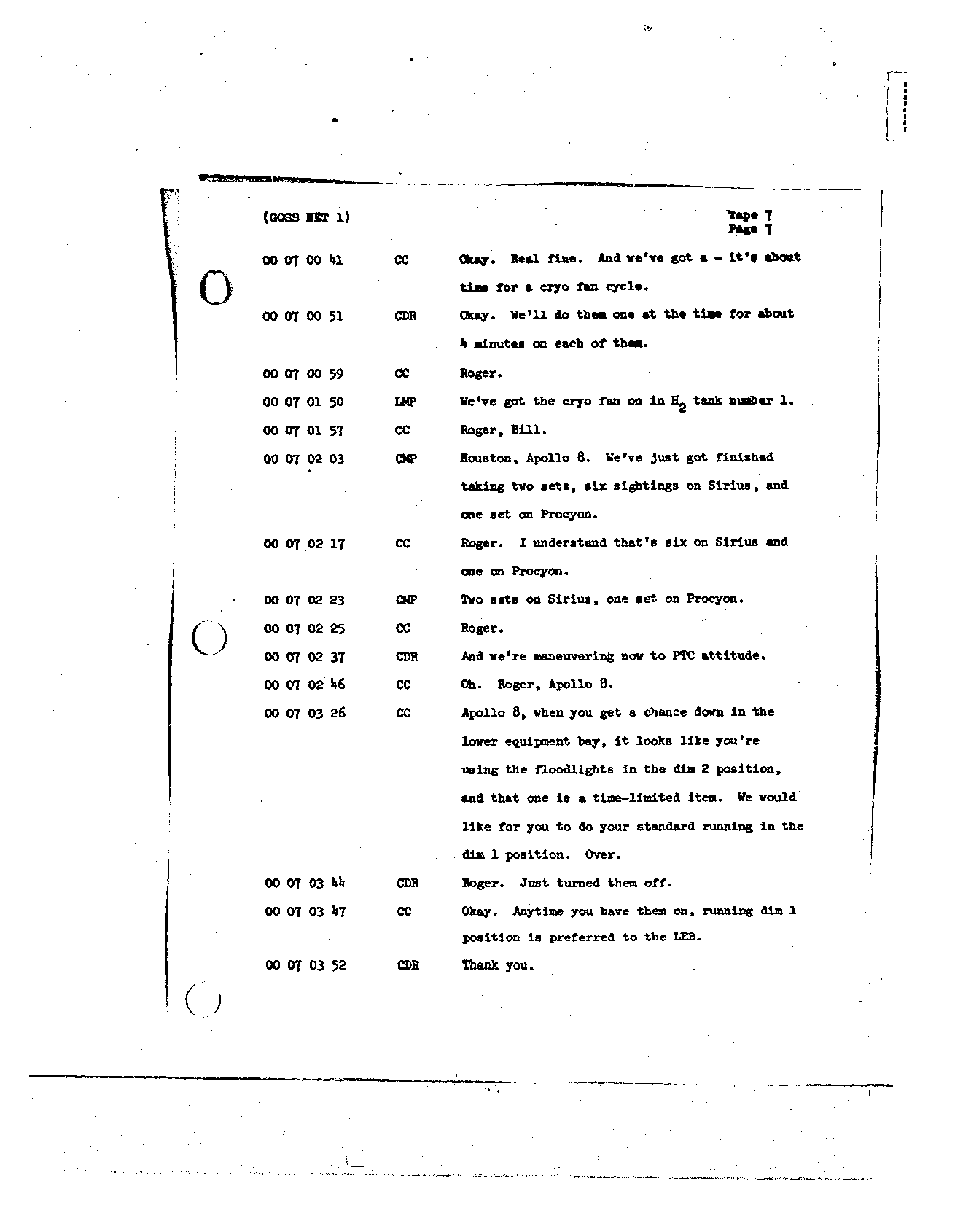Page 69 of Apollo 8’s original transcript