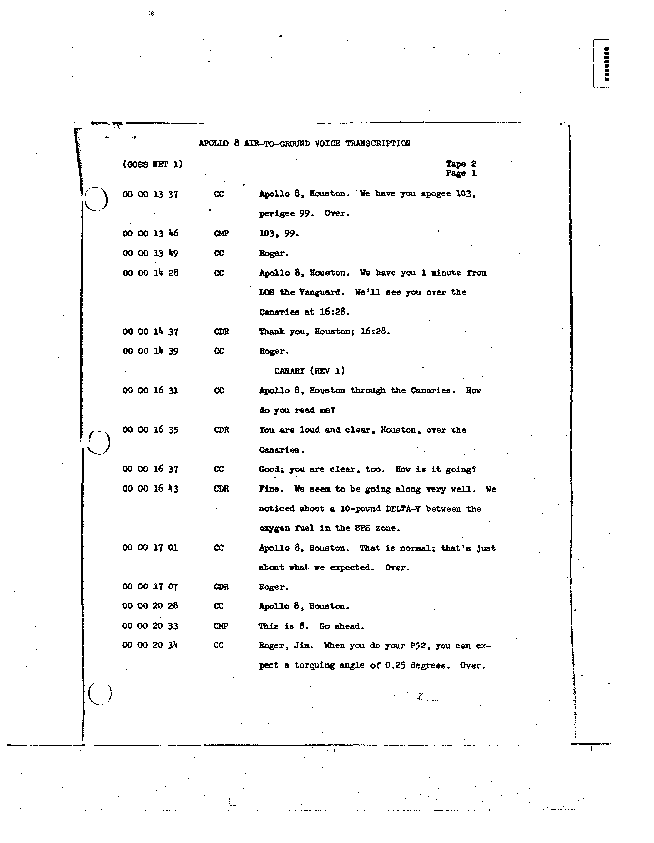 Page 7 of Apollo 8’s original transcript