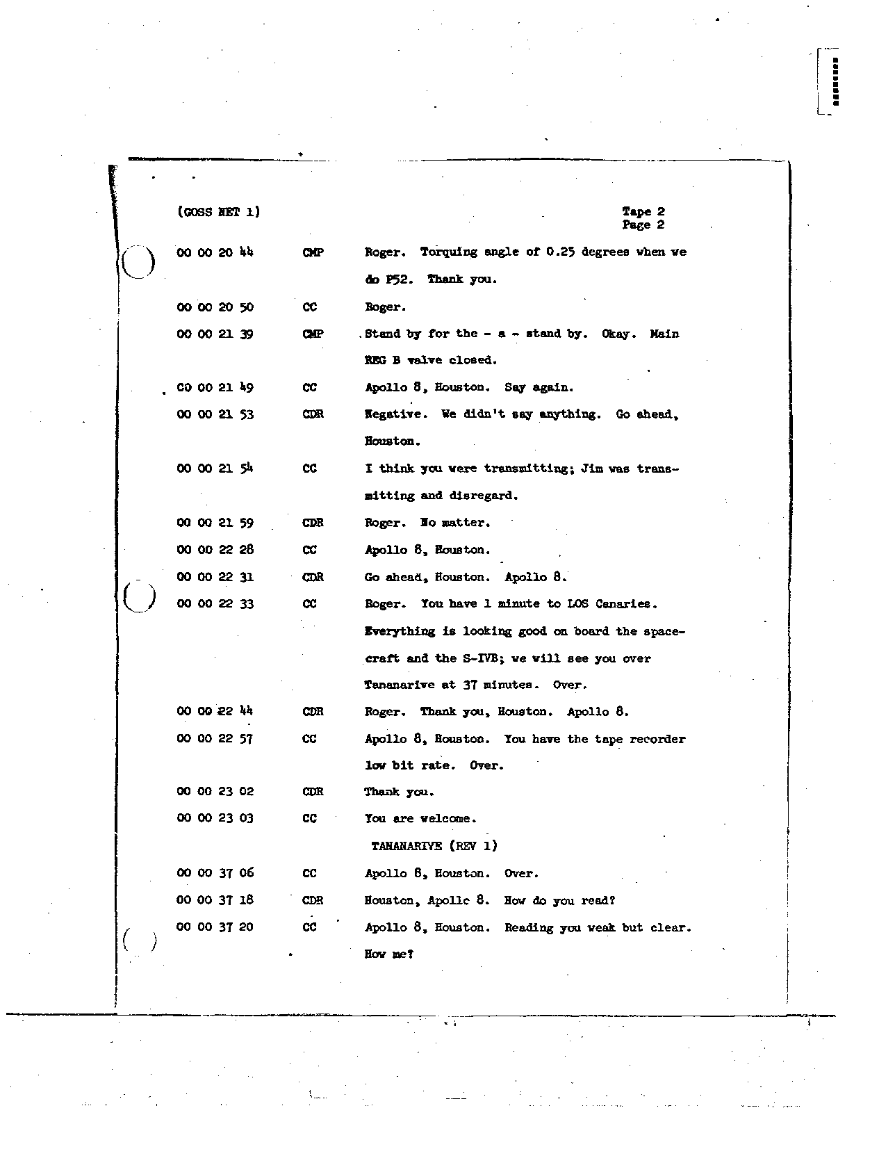 Page 8 of Apollo 8’s original transcript