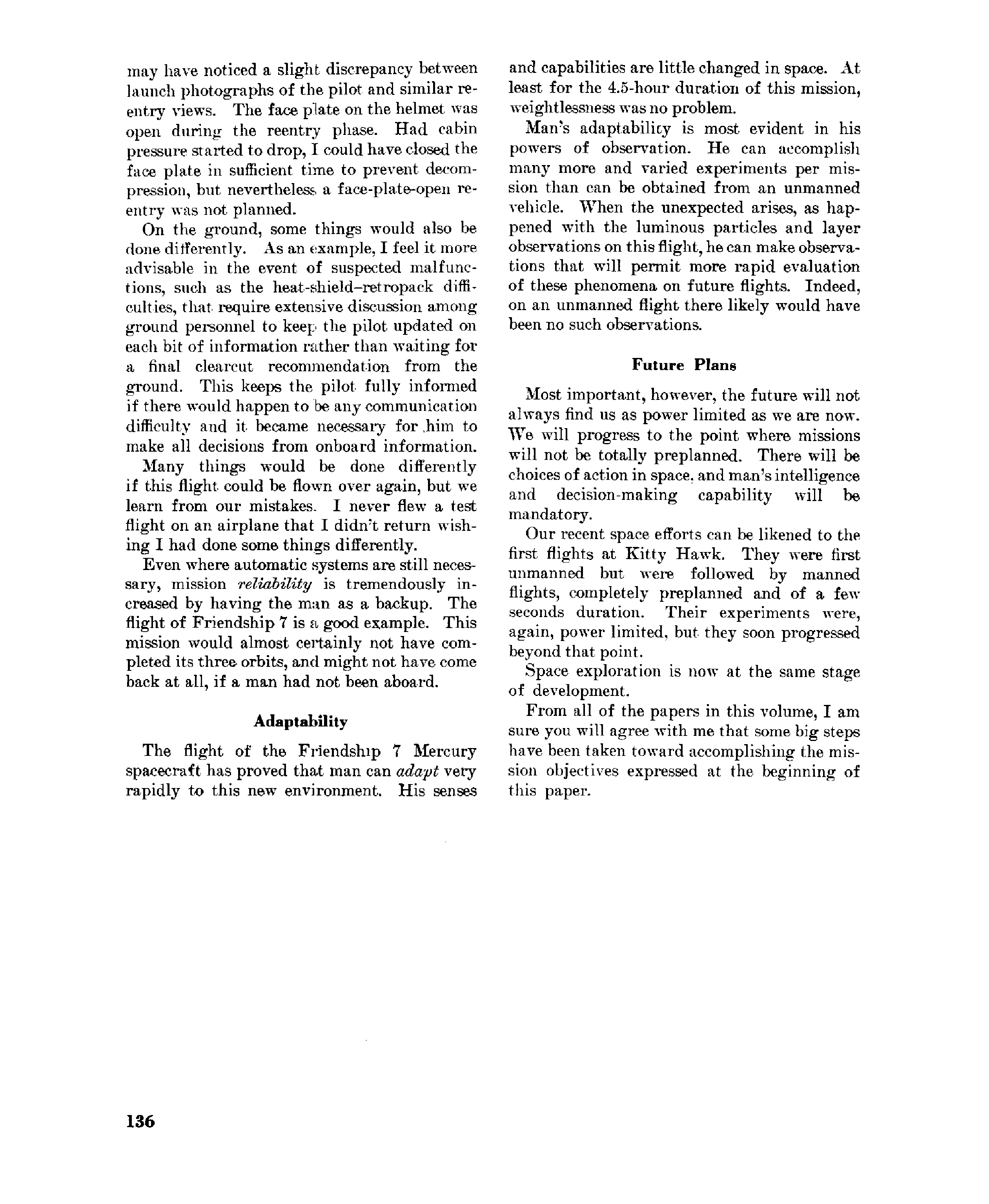 Page 136 of Mercury 6&rsquo;s original transcript